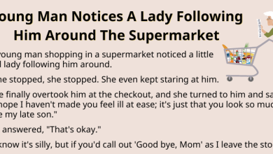 Young Man Notices A Lady Following Him Around The Supermarket