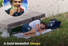 A Gold Medallist Sleeps In A Park Amid Complaints About Olympic Village Conditions