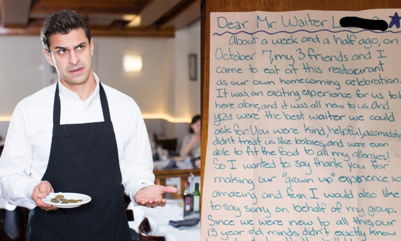 Waiter Frustrated With $3.28 Tip. Eyes Go Wide Receiving Unexpected Letter Days Later